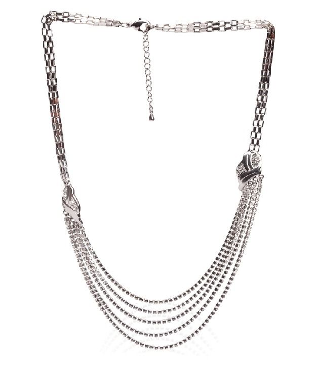 Sparkle Street Ethnic Designer Silver Necklace - Buy Sparkle Street ...