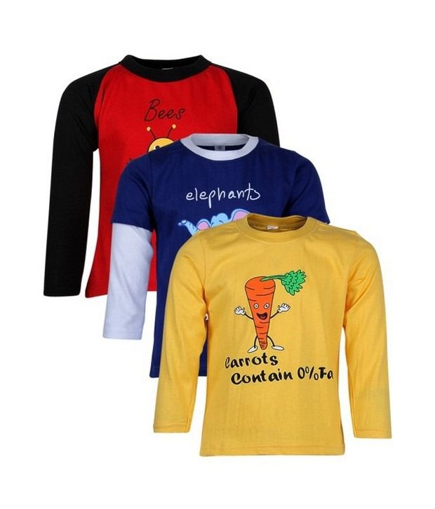 Goodway Junior Boys DYK-3-  Red,Royal,Yellow Combo Pack of 3  T-Shirts For Boys
