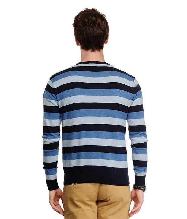 Yep Me Classy Sky Blue and Navy Blue Men's Full Sleeves Sweater - Buy ...