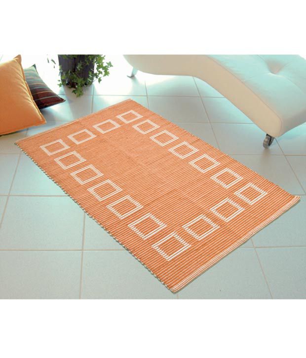     			Saral Home Orange Handwoven Multipurpose Yoga Mat Durrie Rug 70X130 CM