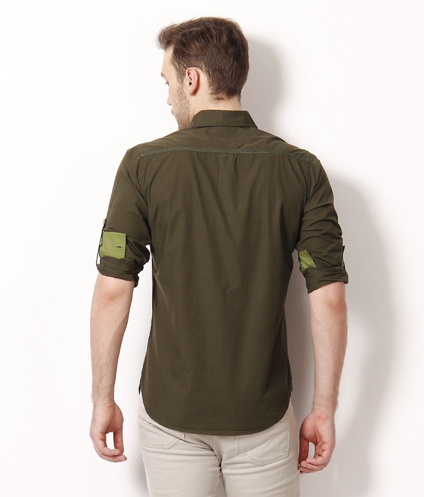 bottle green colour shirt for men