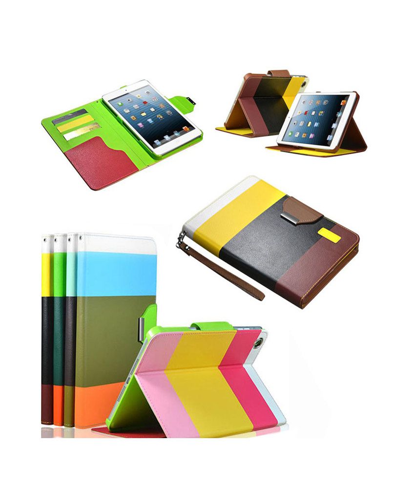     			RKA Leather Flip Designer Stripe Table Talk Wallet Case Cover for Apple iPad Mini 7.9 Inch Tablet New Black