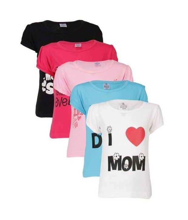     			Goodway Mom & Dad Themed  Pack of 5 T-Shirts For Girls