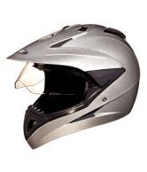 Studds - Full Face Helmet - Motocross Plain (Silver Grey) [Large - 58 cms]