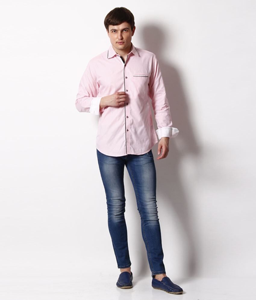 pink shirt matching jeans