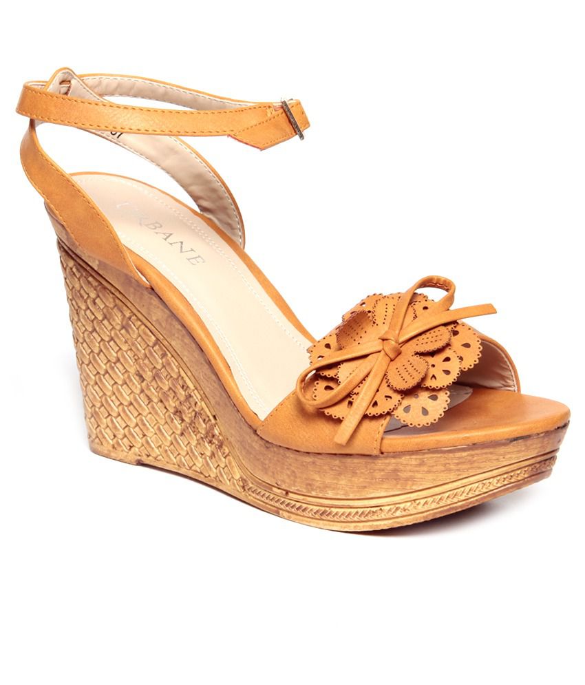 Urbane Cute Orange Wedge Heel Sandals Price in India- Buy Urbane Cute ...