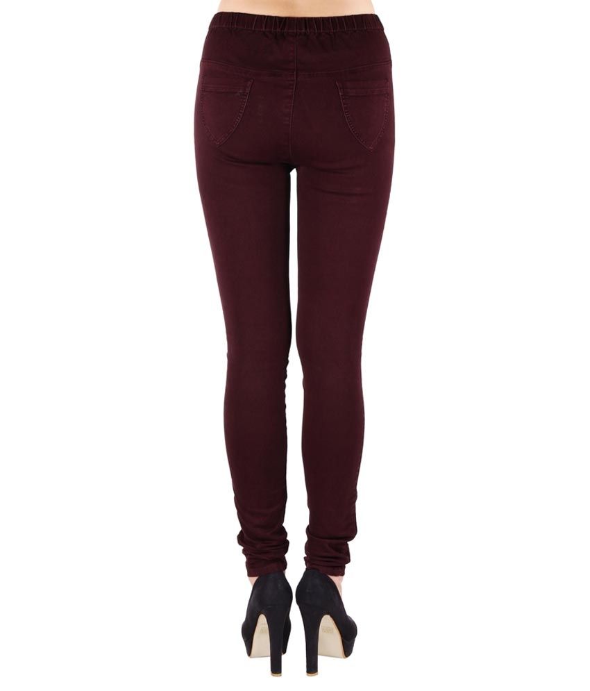 womens burgundy jeggings