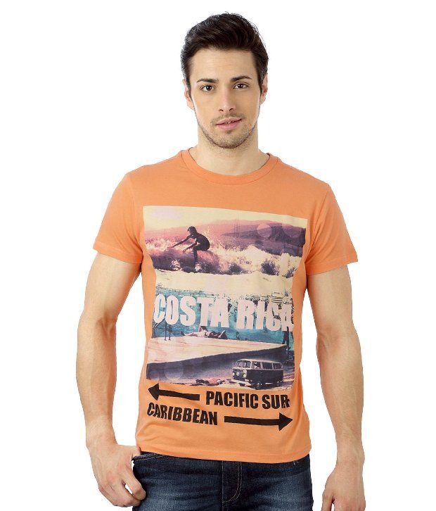 allen solly orange t shirt