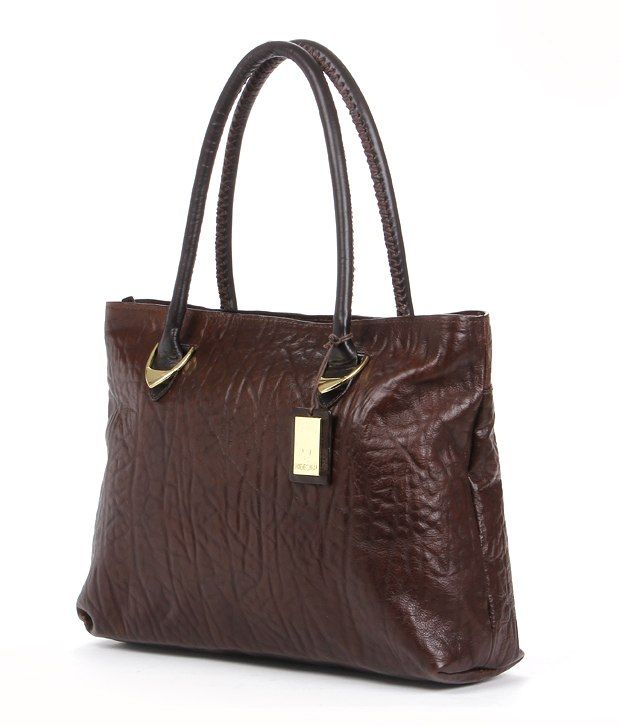 hidesign brown textured shoulder bag