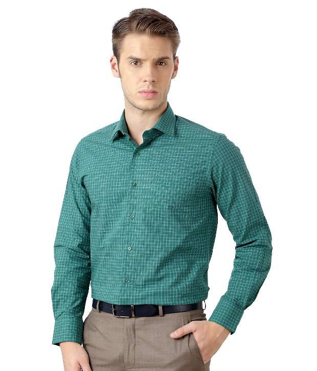 Peter England Classy Green Checks Formal Shirt - Buy Peter England ...
