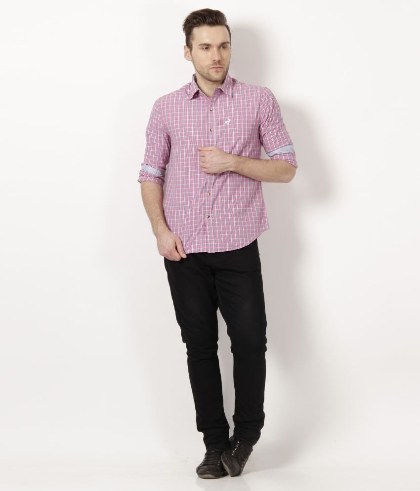 pink checkered shirt mens