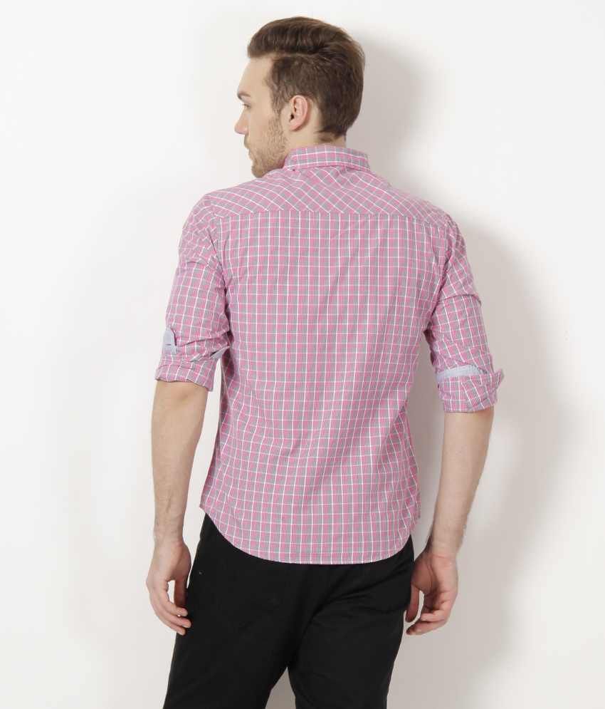 pink checkered shirt mens