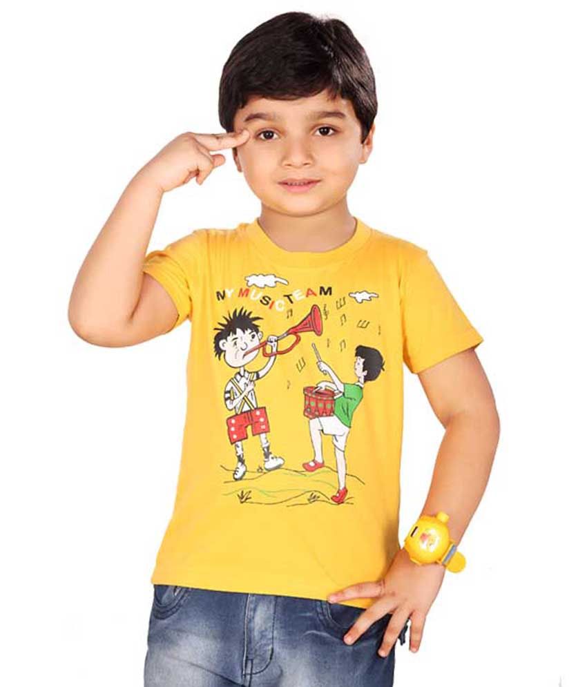 Dongli All Time Use Boys Cotton T-shirt - Golden Yellow