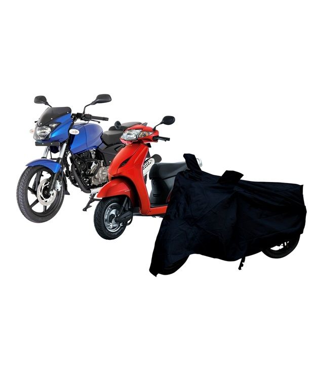 AutoSun Bike Body Cover With Mirror Pockets (Universal Size) Black