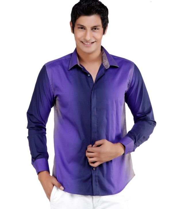 Van Heusen Purple Full Sleeves Cotton Men Casual Shirts Buy