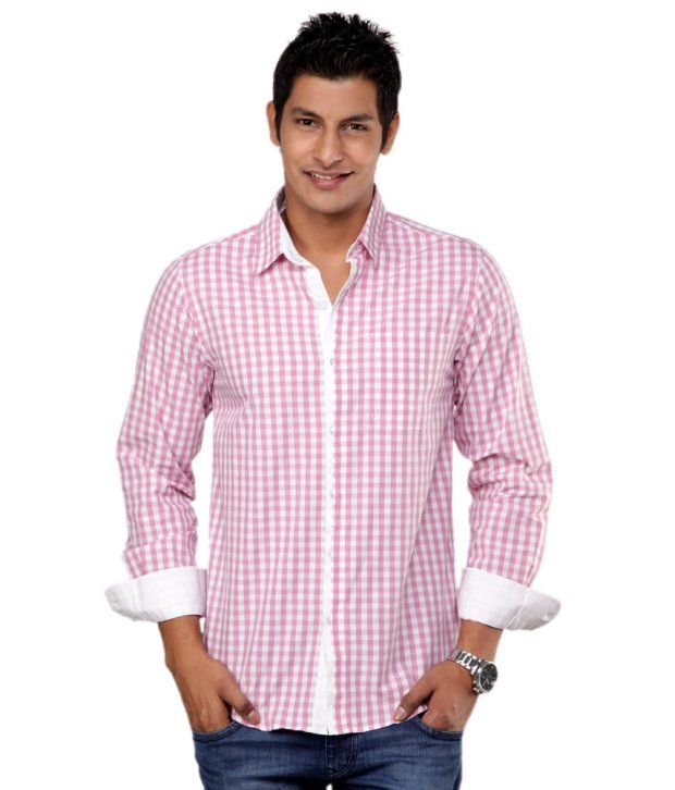 Wills Lifestyle Pink Full Sleeves Cotton Men Casual Shirts Buy