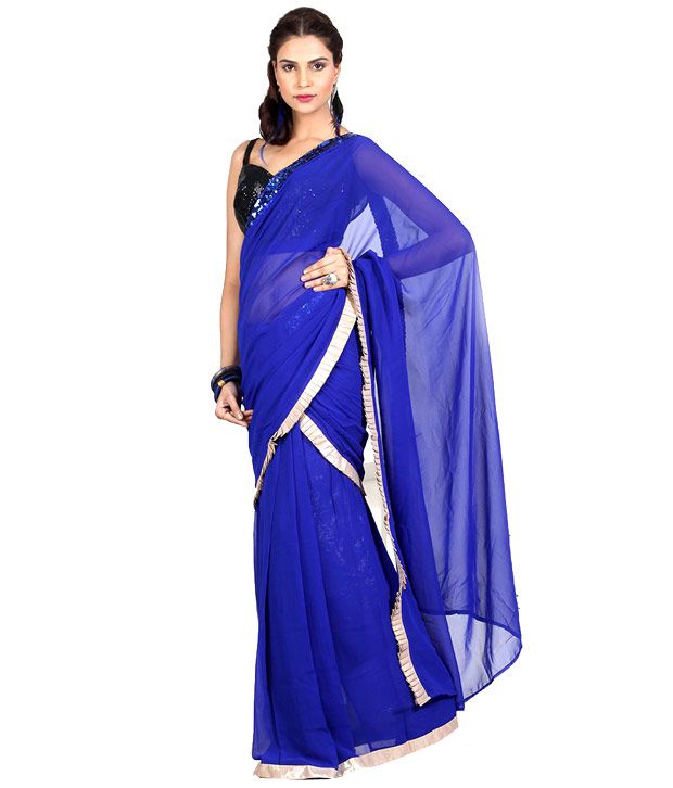 Bollywood Style Royal Blue And Purple Saree Yeh Jawani Hai Deewani