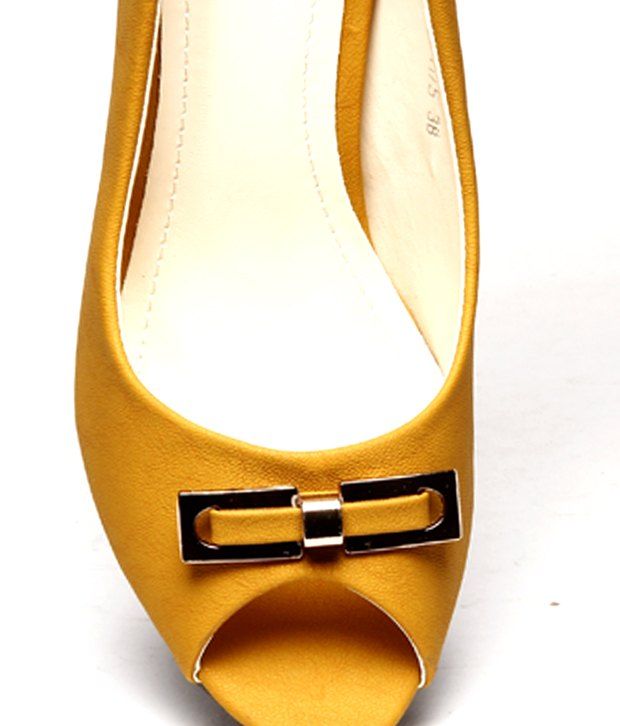 yellow slip on heels