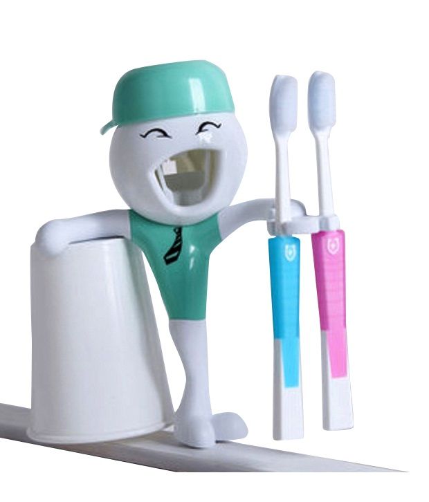 Buy Everything Imported Green Toothpaste Dispenser & Toothbrush Holder Online at Low Price in