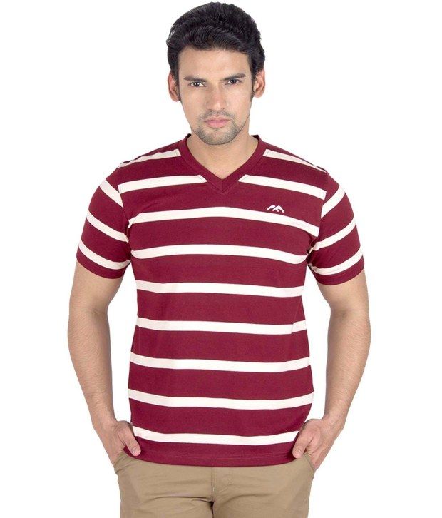 maroon white striped shirt