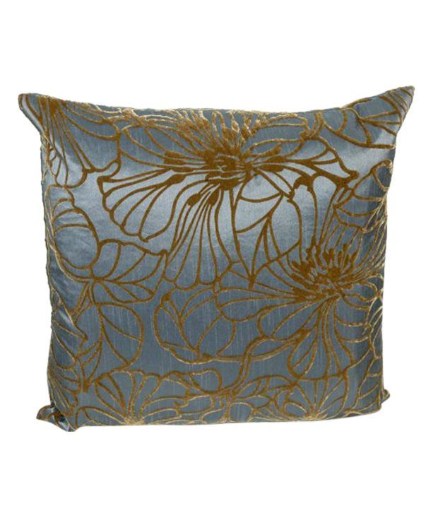 Dreamhome Slate Blue Faux Silk & Velvet Decorative Pillow Cover 18 x