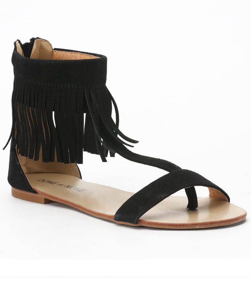 Done by None Stylish Black Flat Sandals 