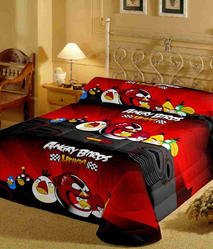 Cartoon Prints Angry Birds Single Bed Sheet With Pillow Cover 220 Tc