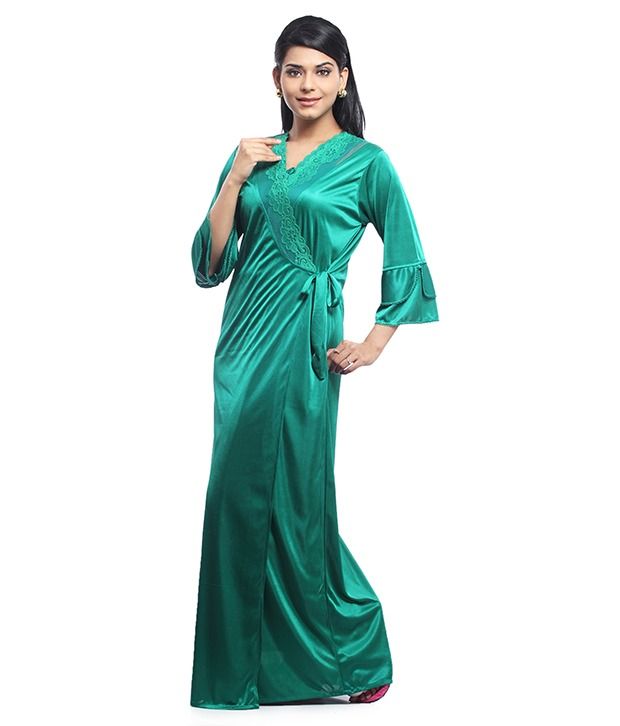light green silk robe