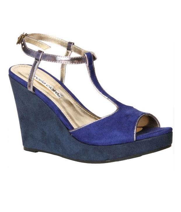 Marie Claire Striking Blue Wedge Heel Sandals Price in India- Buy Marie ...