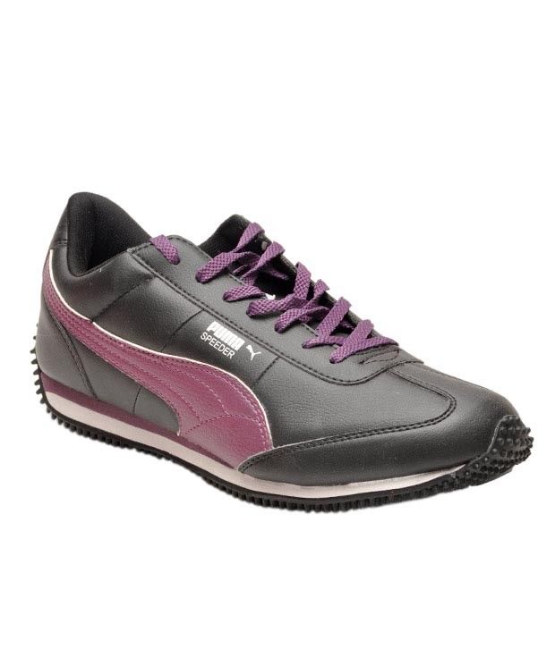puma black and purple shoes