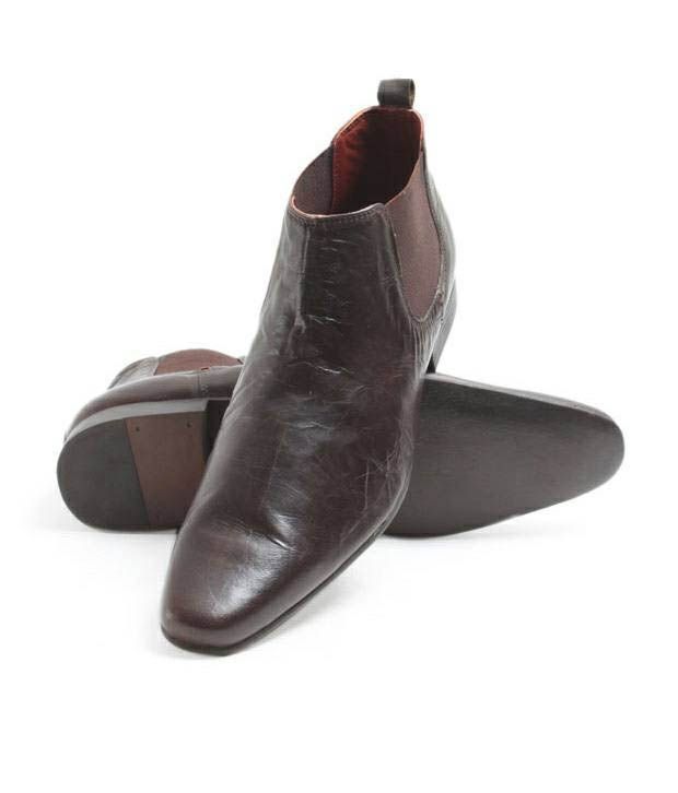 Red Tape Brown Leather Ankle Boots 