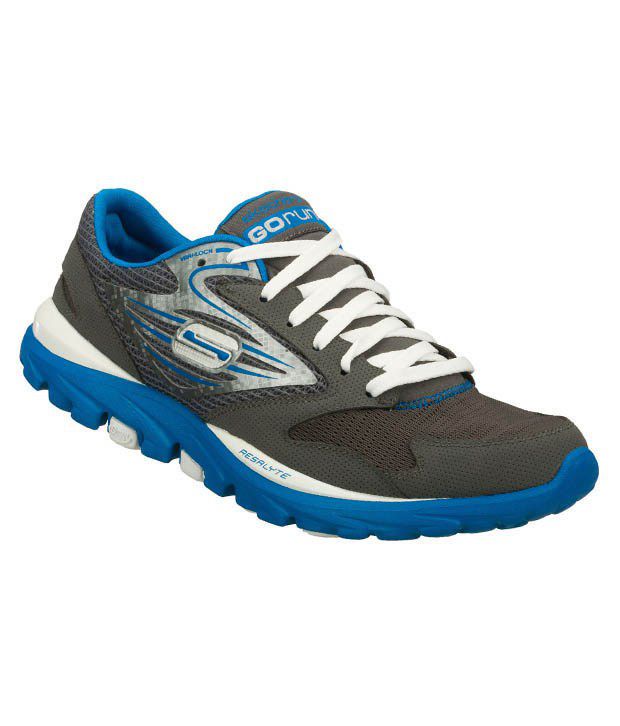 Skechers Go Run Grey & Blue Running Shoes - Buy Skechers Go Run Grey ...