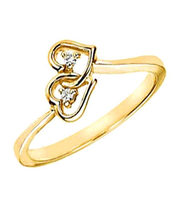 Sanskruti Yellow Gold Dual Heart Diamond Ring: Buy ...