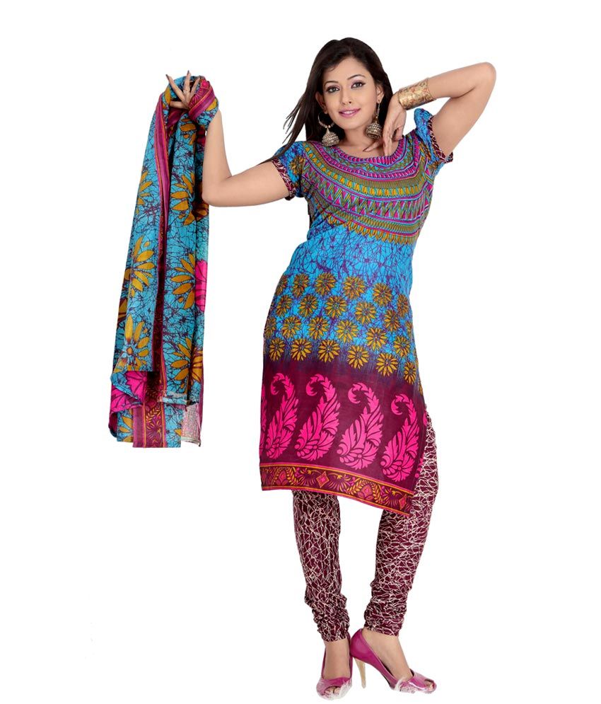 blue pink salwar suit