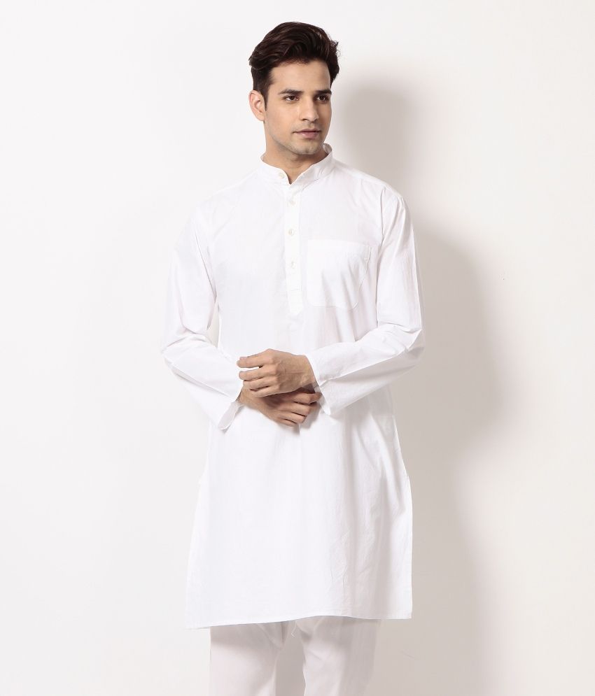 Abhiyuthan White Long Kurta - Buy Abhiyuthan White Long Kurta Online at ...