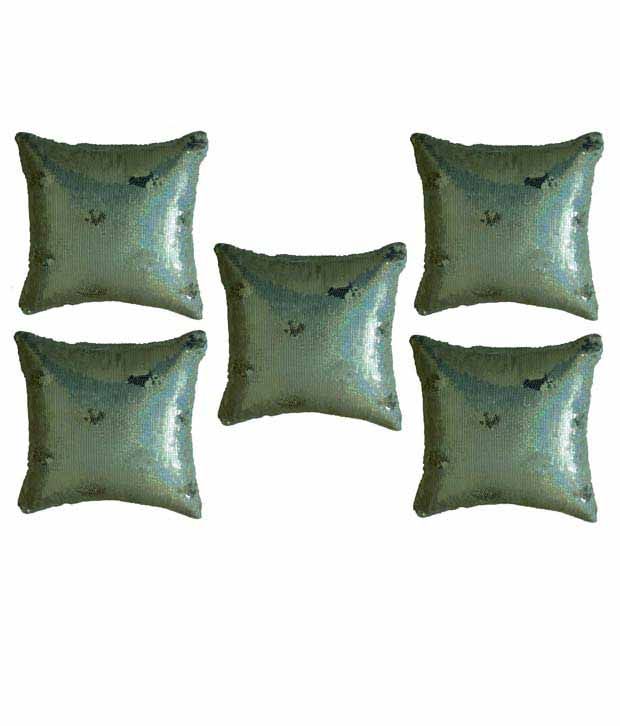 Belkado Silver Sequin Cushion Cover Set Of 5 (16x16 inches) Buy