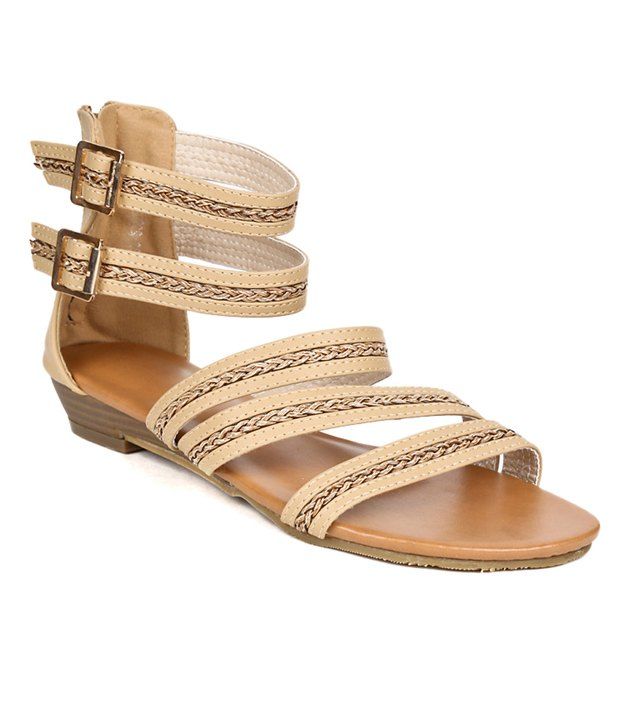 tan gladiator flat sandals