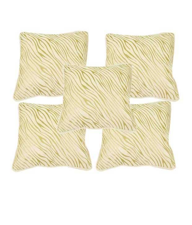     			meSleep Cream Taffeta Silk Cushion Covers- 5 Pcs (12x12 inches)