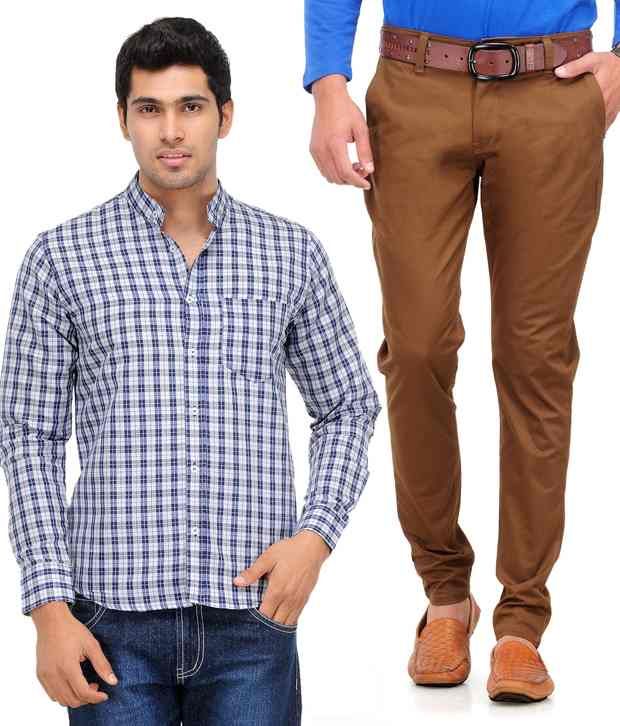 shirts on brown chinos