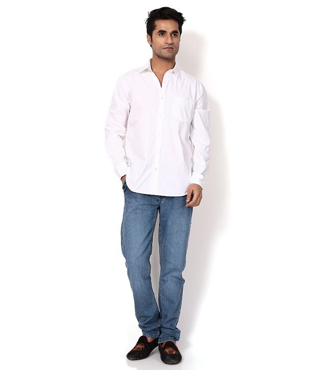 beige chinos white shirt