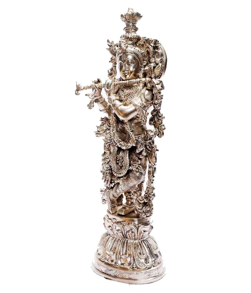 StatueStudio Silver Brass Krishna Idol: Buy StatueStudio Silver Brass