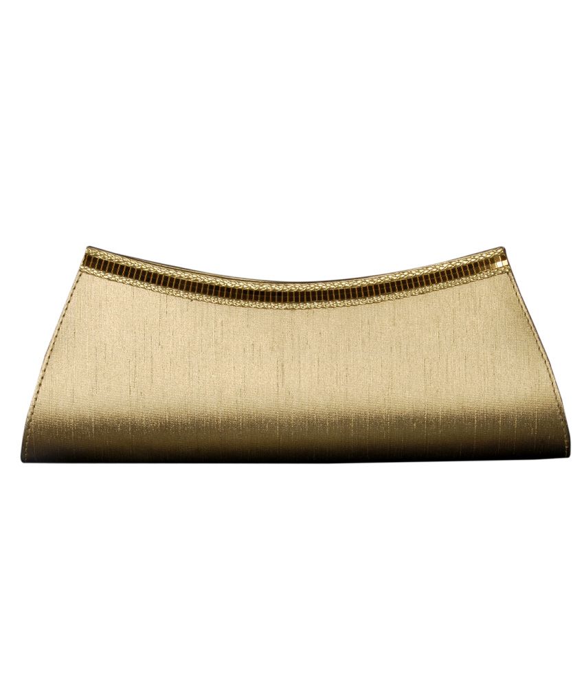 Oleva Golden Embellished Clutch With Free Women's Watch