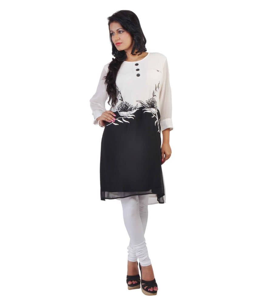 black and white stripes kurti