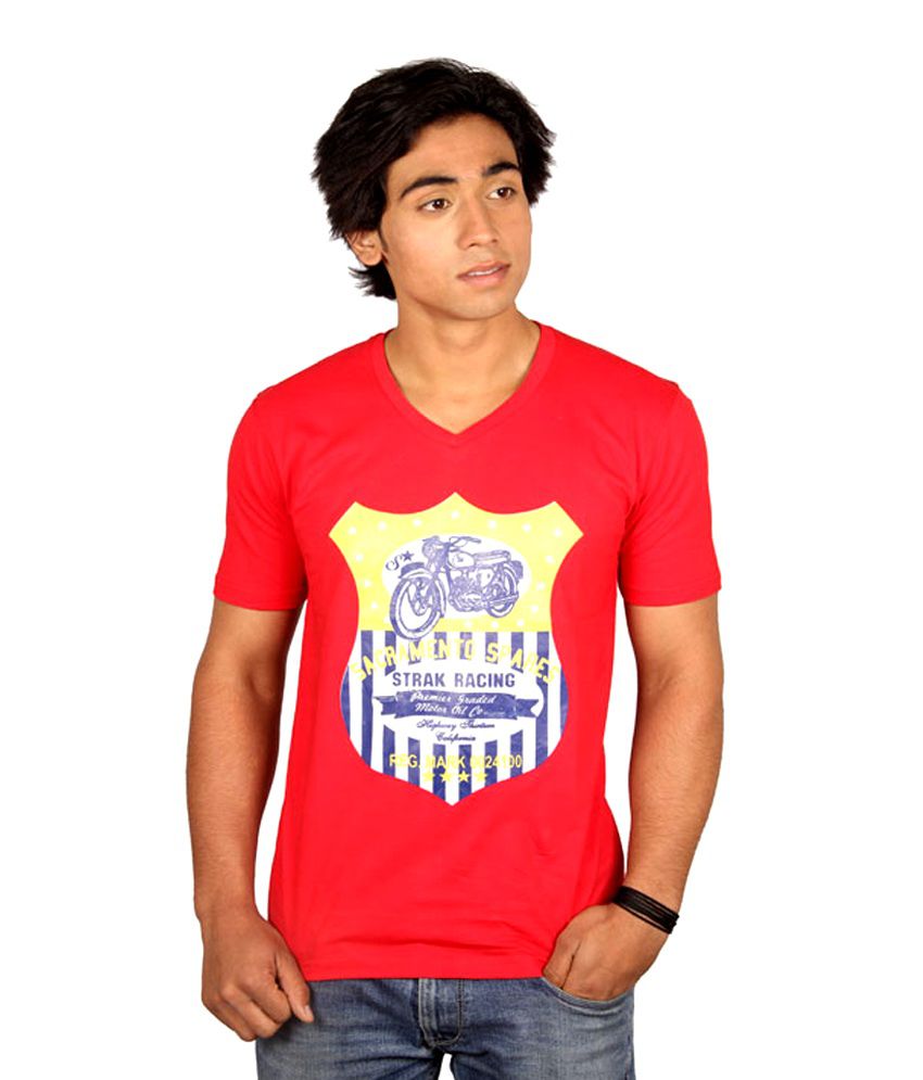 Strak Racing Red T-shirt - Buy Strak Racing Red T-shirt Online at Low ...