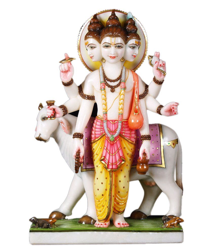 Shiva & Smriti White Marble Dattatreya Idol: Buy Shiva & Smriti White ...