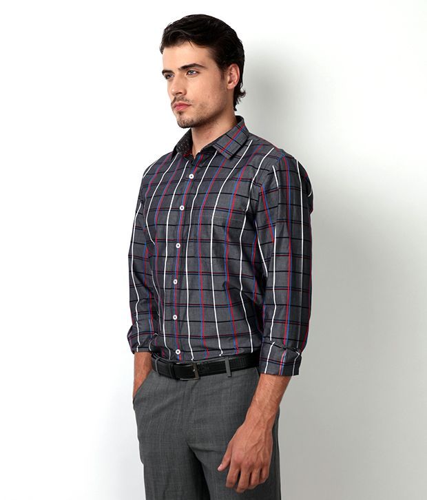 Bombay High Charcoal Grey Checkered Shirt - Buy Bombay High Charcoal ...