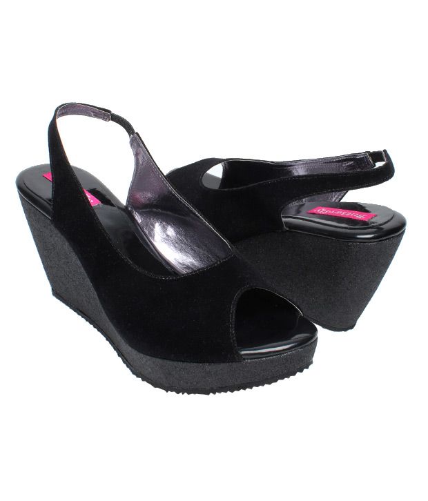Butterfly Elegant Black Wedge Heel Sandals Price in India- Buy Butterfly Elegant Black Wedge 