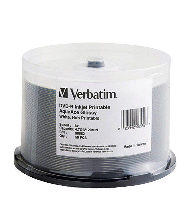 Verbatim Dvd-R 4.7Gb 16X Ink Jet Printable Disc 50 Pk Sp