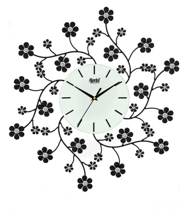 Ajanta Floral Black Wall Clock Buy Ajanta Floral Black Wall Clock at