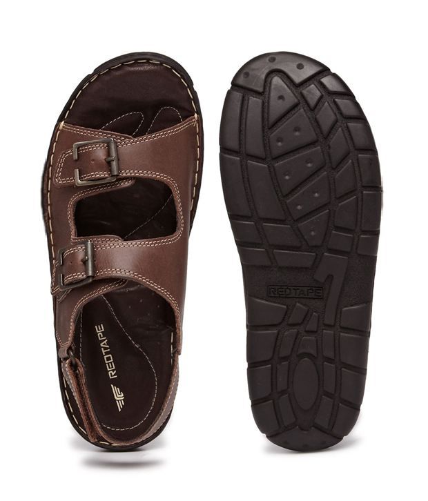 Redtape Brown Leather Sandals Price in 